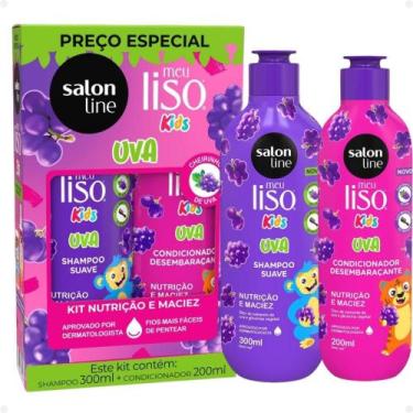 Imagem de Kit Salon Line Meu Liso Kids: Shampoo 300ml e Condicionador 200ml Uva