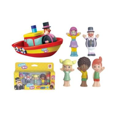Imagem de COMP Kit Brinquedo Mundo Bita 5 Dedoches Vinil Atóxico + Barco Sabonet