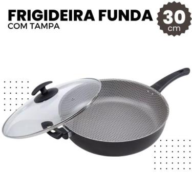 Imagem de Frigideira Funda Wok, Alta 30cm 4,7L Com Tampa Fortaleza Antiaderente