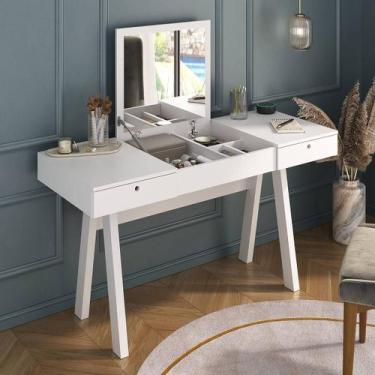 Imagem de Penteadeira 131,5cm com 2 Gavetas 1 Porta Basculante e Espelho Multimó