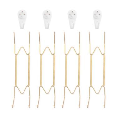 Imagem de Cabides de parede para parede de 25 a 35 cm, pacote com 4, dourado