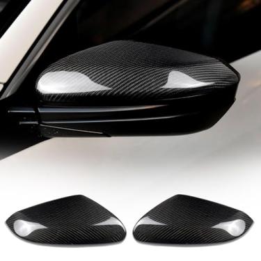 Imagem de FINMOKAL Capas de espelho de fibra de carbono real, capas de espelho lateral retrovisor compatíveis com Honda Civic 10ª geração 2016-2018
