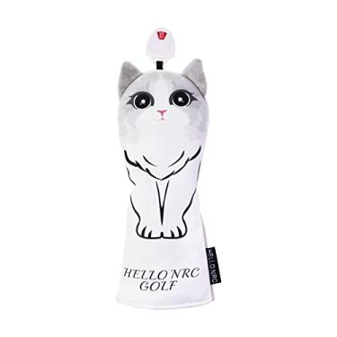 Imagem de Almencla Taco de golfe wood top Cover Driver wood top Cover Golf 1 3 5 UT Covers Protetor de de reposição Protetor com padrão de gato e números, UT