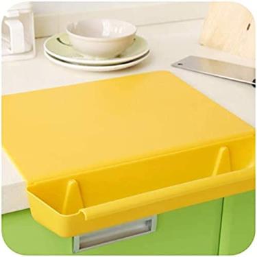 Imagem de Conjunto De Tábua De Corte Com Suporte De Comida Recipiente Bandeja Esteira Suporte De Armazenamento Livre De BPA Caixa Organizadora Removível Lixeira Coletor De Alimentos,Amarelo,Collector88