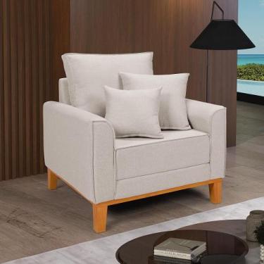 Imagem de Poltrona Decorativa Beny Fixo Living Base de Madeira Cadeira - Casa Im