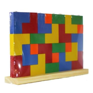 Imagem de Brinquedos Educativos Pedagógico Madeira Blocos De Encaixe - Carimbras
