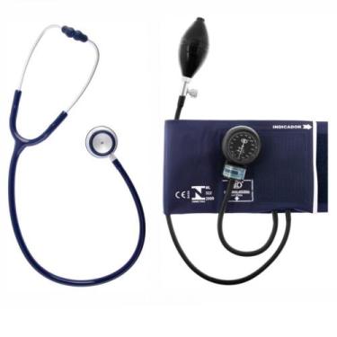 Imagem de Conjunto Estetoscópio Esfigmomanômetro Bic Innova Plus Azul