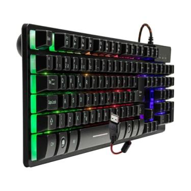 Imagem de Teclado Gamer Semi Mecânico B-MAX, RGB, ABNT2, USB, Compatível com PC e PS4, Preto