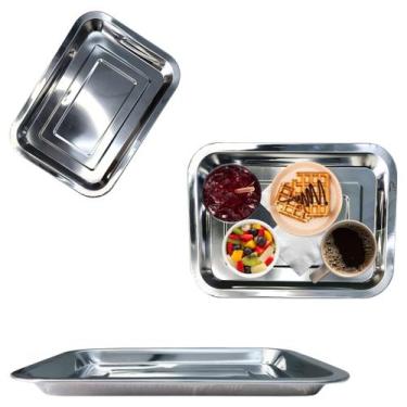 Imagem de Bandeja em Aço Inox Retangular Para Servir Garçom Bar 31cm - Chinatown
