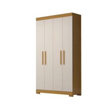 Imagem de Guarda-roupa Solteiro Canadá 4 Portas Linhamobília Cinamomo/off White