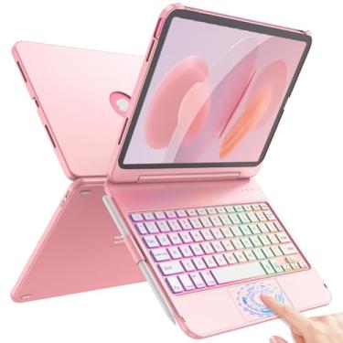 Imagem de FUWANG Capa com teclado para iPad Air 5ª geração 10,9 polegadas 2022, Trackpad Smart Magic Keyboard para iPad Air 4ª geração 10 polegadas, Auto Sleep/Wake-10 teclado retroiluminado