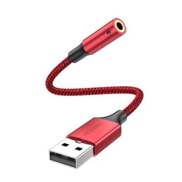 Imagem de MOSWAG Adaptador de áudio USB para conector de 3,5 mm, cabo USB para auxiliar com microfone TRRS de 4 polos, adaptador auxiliar USB para fone de ouvido, placa de som externa para PC, PS4, PS5 e mais