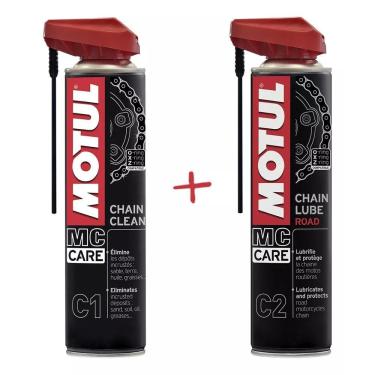 Imagem de Kit Motul C1 Chain Clean 400ml + C2 Chain Lube Road 400ml