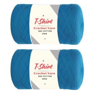 Imagem de Art of Yarn Pacote com 2 camisetas de fios %60 algodão para crochê, tricô, macio% 40% tecido de poliéster, camiseta para iniciantes 500 g, porta-copos de 200 metros, bolsas perfeitas, cestas
