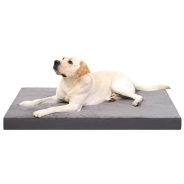 Imagem de KSIIA Cama ortopédica para cães cama de gaiola de cachorro à prova d'água para cães grandes Cama de cachorro de pelúcia lavável de luxo com espuma de caixa de ovo e capa removível, 41 x 27 polegadas,