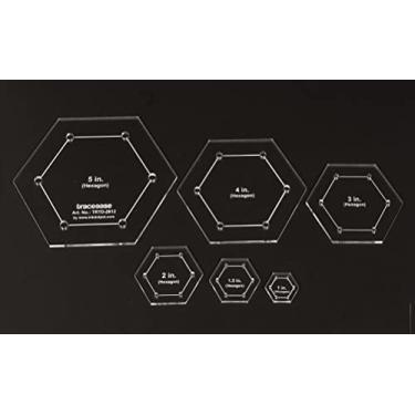 Imagem de Traceease 6 peças de modelos geométricos de estêncil em forma de hexágono, faça você mesmo, régua de estêncil de 2,5 cm/5.1 cm/7.6 cm/10.2 cm/12.7 cm polegadas para medidas geométricas - modelo de 1
