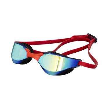 Imagem de Deevoka Óculos de natação antiembaçantes profissionais leves para mulheres e homens, óculos de natação modernos com visão ampla para mergulho com snorkel, Vermelho