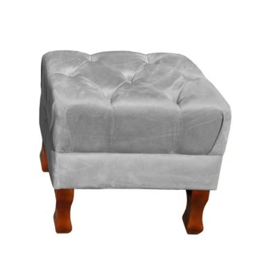 Imagem de Puff Decorativo Retrô Luis Xv Quadrado Em Capitonê Suede