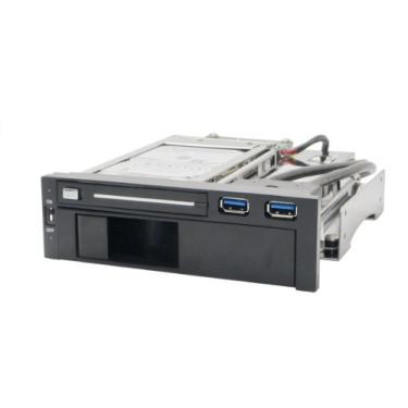 Imagem de Syba Sy-Mra55006 Rack Móvel De 5,25" Sem Bandeja Para Hd Sata Iii 3,5" E 2,5" Com 2 Portas Usb 3.0 Extras, Preto/Branco