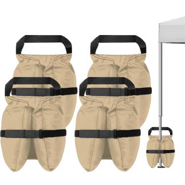 Imagem de HAZBEN Sacos De Areia Resistentes E Resistentes, Pesos Cobertura (120 Libras), Conjunto 4, Barraca Dobrável Oxford 420D, Pernas Guarda-Sol, Gazebo, Abrigo Solar (Bege)