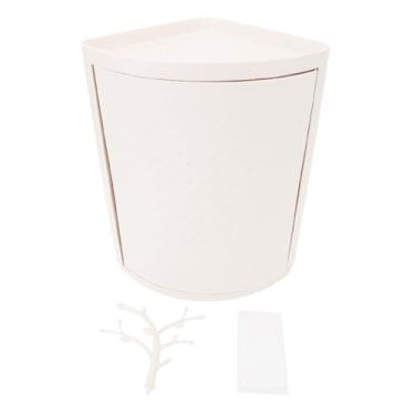 Imagem de Armário de armazenamento de canto de bancada 360 graus de pó de poeira Organizador de economia de espaço para banheiro cozinha especiarias pp material 37x36x22cm