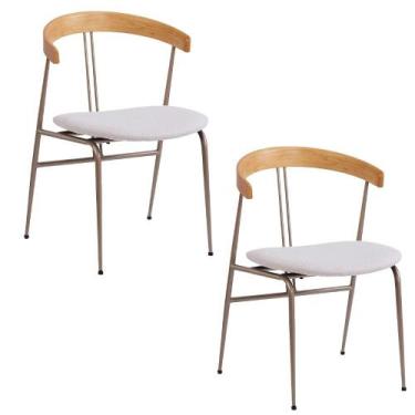 Imagem de Cadeira Mesa Jantar Estofada Industrial Encosto Curvado 2 UN - Fratini