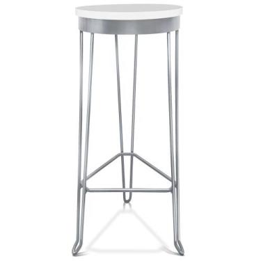 Imagem de Banqueta Alta Banco Guatemala Estilo Industrial - Prata/Branco - Genus
