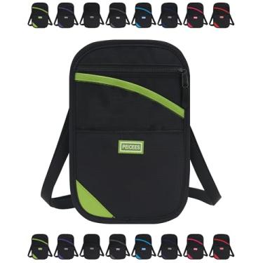 Imagem de Peicees Carteira de pescoço, porta-passaporte com bloqueio RFID, bolsa de viagem fácil de ocultar, Verde, One Size, Casual