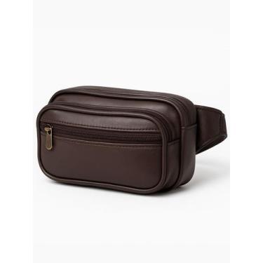 Imagem de Pochete Couro Masculina 3 Compartimentos ABC 2110 - ABC BAGS, Marrom