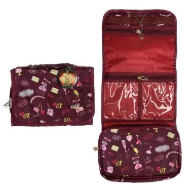 Imagem de Necessaire para Maquiagem com Alça e 4 Bolsos Ruby's VINHO