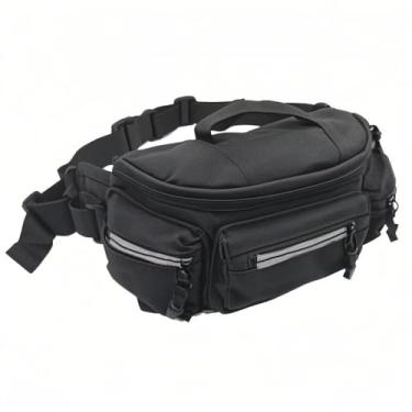 Imagem de Pochete para homens e mulheres com faixa refletiva, bolsa de cintura casual oculta com cinto ajustável para ciclismo, caminhadas, pesca, acampamento, viagem (preto), Preto, Casual
