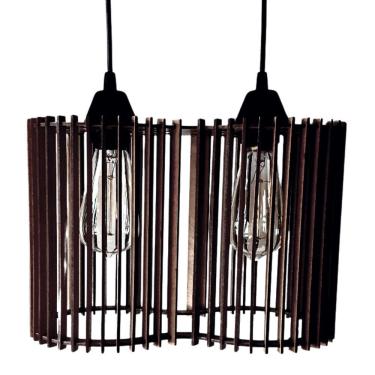 Imagem de Luminária Pendente América Modelo Ripado Preta