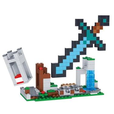 Imagem de Blocos de construção educacionais espada poste brinquedo aldeia crianç