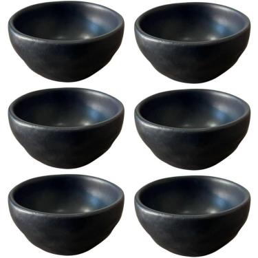Imagem de Kit 6 Ramekins Cerâmica 6,5x3cm Molheira 50ml Shoyu Orgânico Preto Matte Porto Brasil