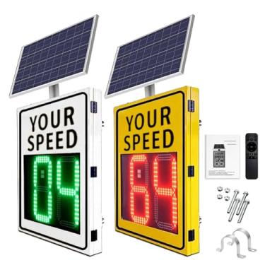 Imagem de 51 x 68 cm/61 x 89 cm, sinal de tráfego de radar de exibição de velocidade, sinal de feedback de radar de velocidade solar, detector de limite de velocidade de segurança rodoviária com acessórios