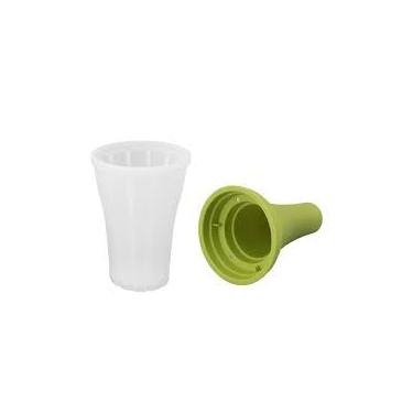 Imagem de Forma de Gelo Smoothie em Copo com Tampa, 150ml, 14,5 x 9,5cm, Branco e Verde