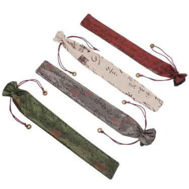 Imagem de Luxshiny 4 peças de manga dobrável vintage de madeira japonesa bolsa para ventilador de mão capa protetora bolsa protetora bolsa com cordão para suprimentos de lembrancinhas de casamento
