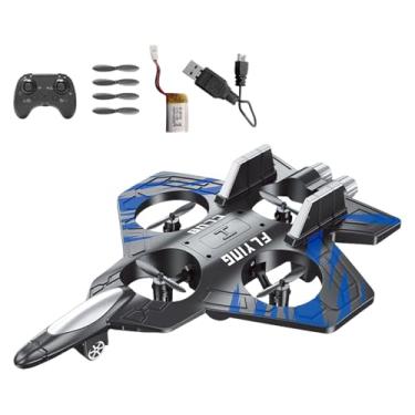 Imagem de Kokiya Avião de controle remoto de espuma, brinquedo de aeronave com luz, decoração, brinquedo de caça artesanal, avião RC para crianças para casa, presentes, Azul