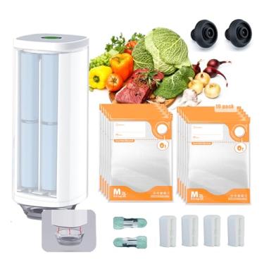 Imagem de CABIBOX Seladora a vácuo compacta para alimentos, máquina seladora a vácuo portátil com 10 sacos reutilizáveis de vedação a vácuo (20 x 30 cm), 4 clipes de vedação, 2 clipes para cozinhar sous vide, 2