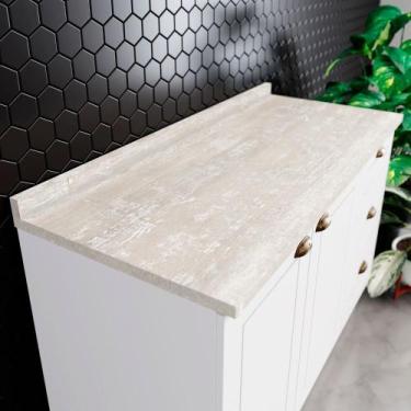 Imagem de Balcão 120cm com Tampo 2 Portas 3 Gavetas Americana Henn - Branco HP F