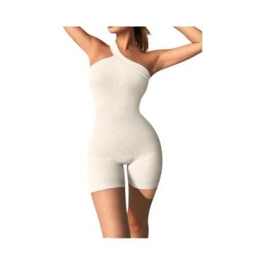 Imagem de Macacão Canelado para Ioga e Fitness - Alça Espaguete, BR-M, Bege