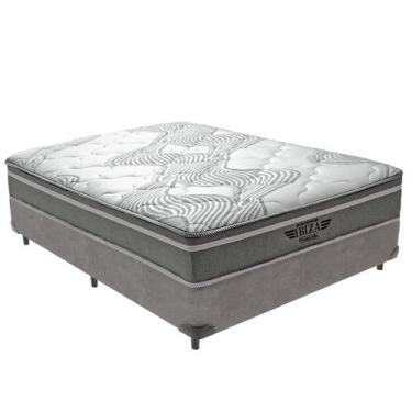 Imagem de Cama Box Casal e Colchão Ibiza Molas Ensacadas V-tech, Cinza