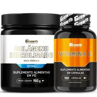 Imagem de Colageno em Pó 150g + Vitamina C 120 Caps Growth Supplements