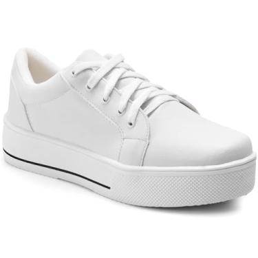 Imagem de Tenis Lumiss Feminino Casual Sapatenis Confort T1 (36, Sintético branco)