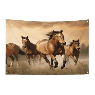 Imagem de Bandeira com quatro furos para todos os climas bandeiras estampadas com cavalos bandeira decorativa bandeiras de poliéster adequadas para uso interno e externo 89 x 159 centímetros