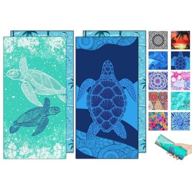 Imagem de 2 pacotes de toalhas de praia de microfibra à prova de areia para adultos – secagem rápida rápida acessórios de praia grandes para viagens, natação, piscina, ioga, acampamento, cobertor essencial