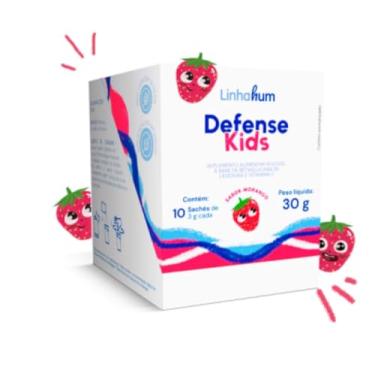 Imagem de Suplemento alimentar Defense Kids com betaglucana de levedura e vitamina C Suplemento Defense Kids Defesas Naturais Imunidade Infantil10 sachês de 3g, sabor morango