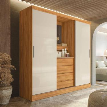 Imagem de Guarda-roupa Solteiro Com Espelho Itália Yescasa Cinamon/off White