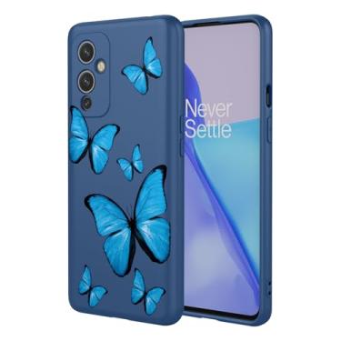 Imagem de KOARWVC Capa de telefone para OnePlus 9, LE2113 LE2111 LE2110 capa fofa com estampa de borboleta design fino protetor macio TPU bumper capa de telefone para OnePlus 9 borboleta azul