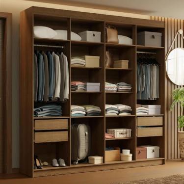 Imagem de Guarda-roupa Closet 4 Gavetas 216 cm Rustic Venus Madesa